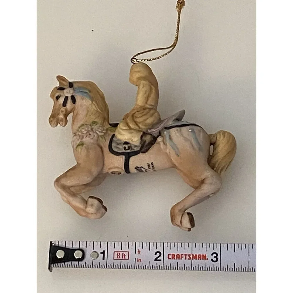 Vtg Willitts Design Hand Painted Ceramic‎ Carousel Horse Ornament Lady On Pony
